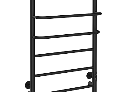 Black Multi tiered Bathroom Storage Rack With Metal Towel Rails And Sturdy Shelves 3d model