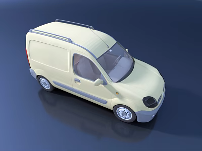 Light Yellow Compact Van With Roof Rack Modern Design For Commercial Use 3d model