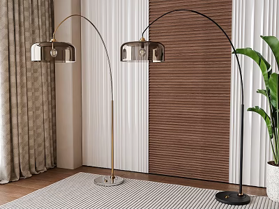 Stylish Arc Floor Lamps In Modern Living Space 3d model