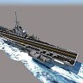 Military Aircraft Carrier Sailing On Open Sea With Flight Deck And Waves