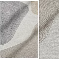 Modern Square Rug With Abstract Curved Lines And Neutral Tones Woven Texture Design