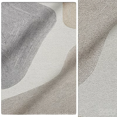 Modern Square Rug With Abstract Curved Lines And Neutral Tones Woven Texture Design 3d model