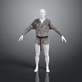 Medieval Inspired Taupe Long Sleeve Top with Belted Waist and Textured Fabric