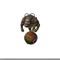 Clown Faced Monster Creature With Red Markings On Colorful Knuckle Ball