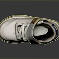 Kids White High Top Shoes with Velcro Straps Brown Sole Plaid Lining