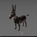 Cartoon Character Donkey With Big Ears Open Mouth Standing On Gray Background