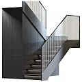 Modern Staircase With Glass Railings And Metal Frame For Contemporary Interiors