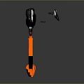 Long Telescopic Equipment With Orange And Black Parts And Reflective Surface
