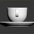 White Coffee Cup With Latte Art On White Saucer Over Dark Background