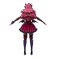 Woman With Pink Hair Decorative Headpiece Purple Pink Outfit Short Skirt And Knee High Boots
