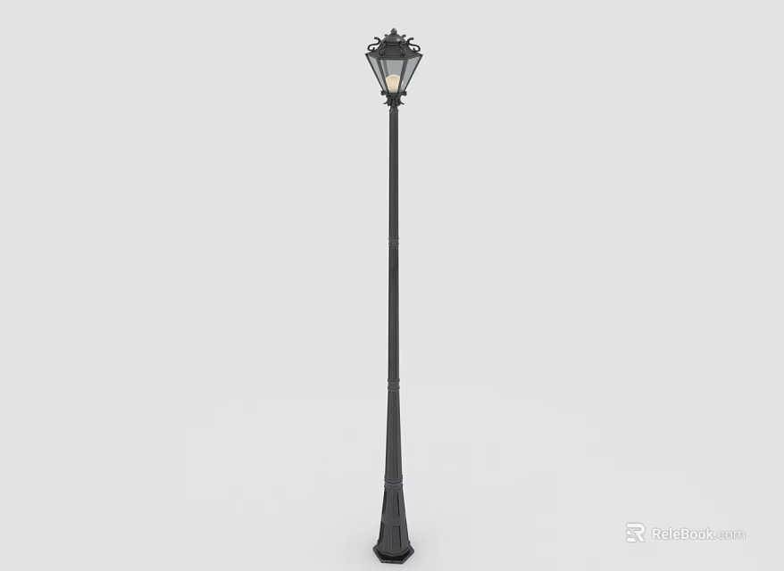 Elegant Classical Floor Lamp With Black Metal Stand And Decorative Glass Shade 3d model 