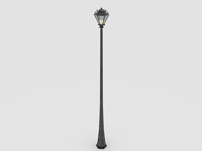 Elegant Classical Floor Lamp With Black Metal Stand And Decorative Glass Shade 3d model