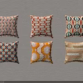 Colorful Decorative Pillows With Various Geometric Patterns And Vibrant Designs 3d model