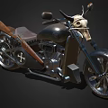 Vintage Motorcycle With Leather Seat Chrome Details Skull Decoration And Large Wheels