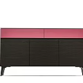 Modern Console Cabinet and Sideboard With Pink Top Panel Dark Doors And Black Legs