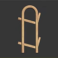 Wooden Two Tier Shelf With Curved Armrests And Light Wood Tone On Black Reflective Surface