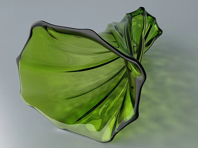 Green Leaf Shaped Ceramic Vessel With Glossy Surface And Unique Decorative Design 3d model