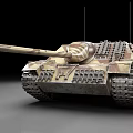 Camouflage Military Tank With Long Cannon Barrel Tracks And Antennas