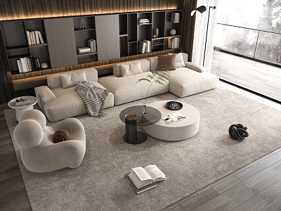 Sofa Coffee Table Combination Sofa Coffee Table Multi-person Corner Sofa Living Room 3d model