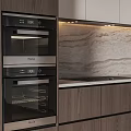 Modern Kitchen Interior Design With Wooden White Cabinets Marble Island And Built in Oven