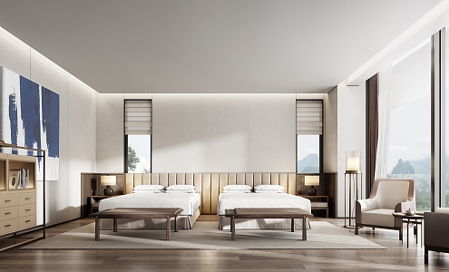 Modern Luxury Hotel Room King Room Hotel 3d model