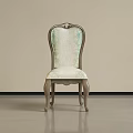 Elegant Classic Dining Chair With Ornate Carved Back Floral Upholstered Seat And Curved Wooden Legs