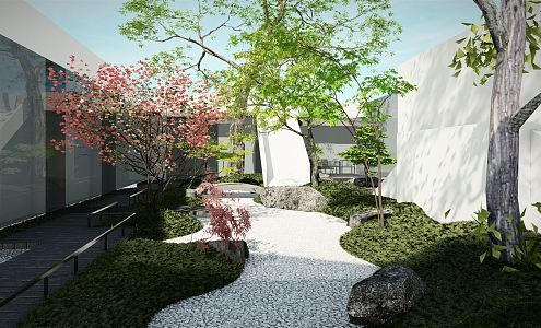 Japanese Courtyard Zen Courtyard Garden 3d model