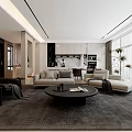 Modern Open Dining and Living Room Interior With White Sofa and Dining Table