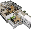 Detailed Isometric Architectural Floor Plan With Room Layout Stairs And Courtyard Areas