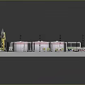 Industrial Storage Tank Facility Layout With Green Areas Vehicles And Equipment Model