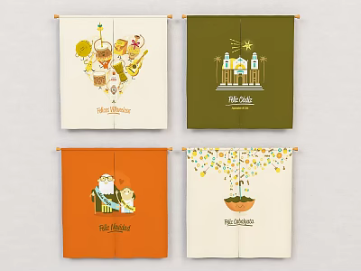 Colorful Fruit Themed Banners Featuring The Big Banana Apple Orange Mango 3d model
