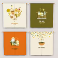 Colorful Fruit Themed Banners Featuring The Big Banana Apple Orange Mango