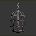 Garden Decorative Metal Cage Lantern with Burning Candle and Rustic Design