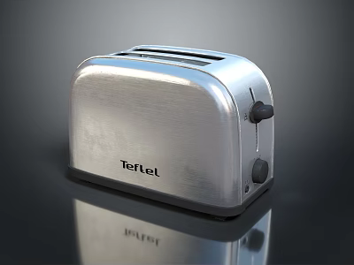 Modern Tefal Silver Stainless Steel Toaster Sleek Kitchen Appliance Design 3d model