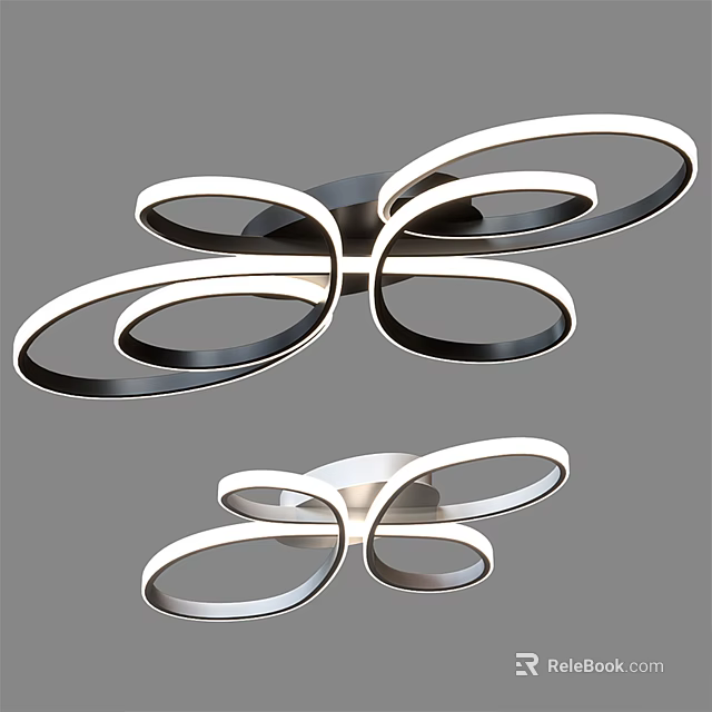 Modern Ceiling Light Fixture With Multiple Circular Ring Shaped Curved Design 3d model
