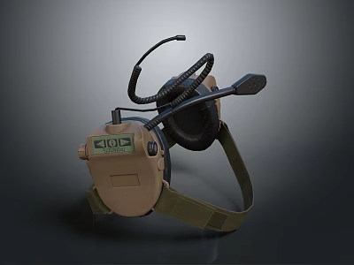 Firefighting Equipment Tactical Communication Headset With Tan Green Design And CIO Logo 3d model