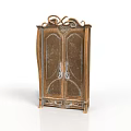 Vintage Carved Wooden Wardrobe With Double Doors Ornate Top And Bottom Drawers