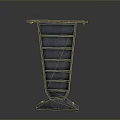 Dark Gray Vertical Multi Tiered Shelf With Storage Compartments And Base