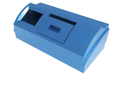 Blue Plastic Electronic Device Housing With Two Slots And Smooth Surface 3d model