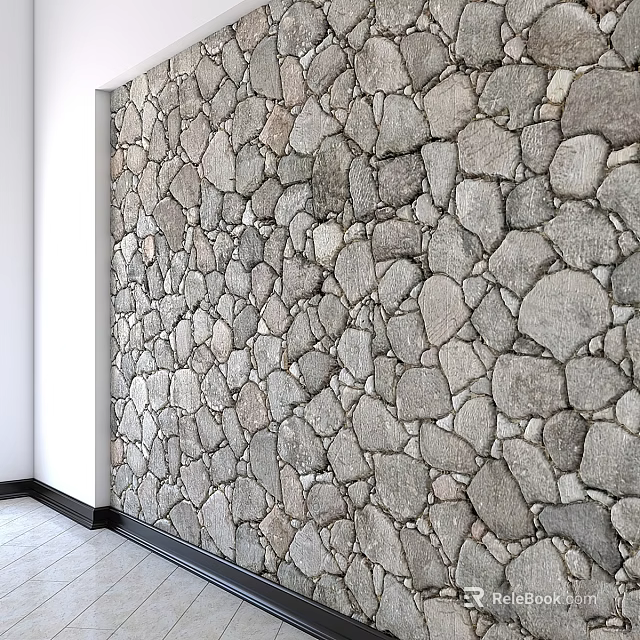 Natural Stone Wall With Irregular Shaped Rocks And Textured Surface 3d model
