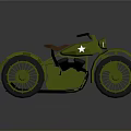 Vintage Green Motorcycle with Brown Leather Seat White Star Decal Classic Body Design