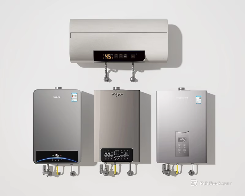 Modern Electric Water Heaters With Digital Temperature Display And Sleek Design Models 3d model 