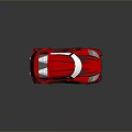 Red Sports Car Featuring Black Rear Spoiler Silver Alloy Wheels And Black Stripes
