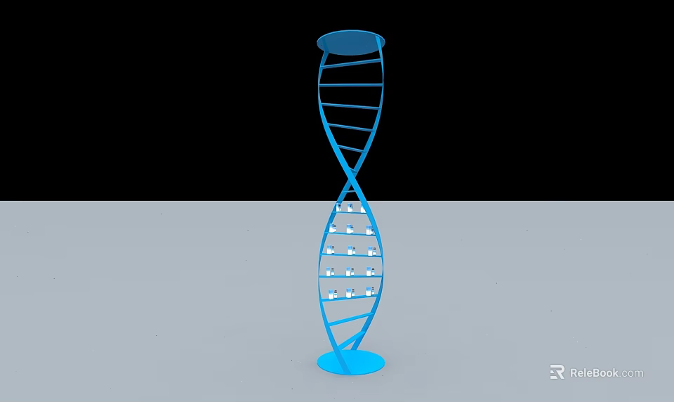 Blue DNA Double Helix Structure Commercial Display Equipment with Modern Design 3d model 