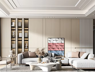 Modern Living Room Large Flat Floor Living Room 3d model