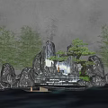 New Chinese style courtyard sketch landscape sketch 3d model
