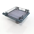 Sturdy Square Industrial Platform Equipment With Metal Railing And Support Base Structure 3d model