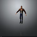 3D Male Character Design With Spiky Hair Brown Jacket White Shirt And Blue Jeans