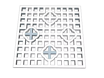 Lattice Window Design With Grid Pattern Cross Shaped And Circular Openwork Details 3d model