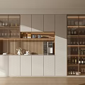 Wine Cabinet Sideboard Dining Table 3d model